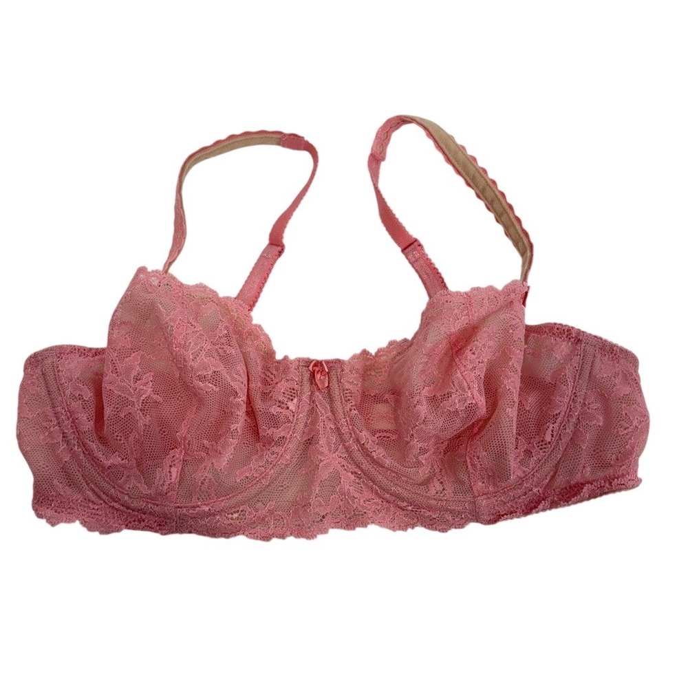Victoria's Secret Pink Floral Lace Unlined Demi Underwire Bra 36C EUC